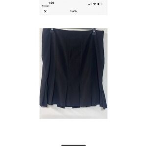 NWT AB Studio Skirt Womens Business Size 16 Black Knee Length Bottom Pleats